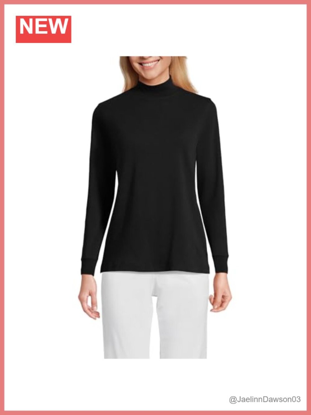Lands' End Cotton Mock Turtleneck Pullover Sweater Long Sleeve